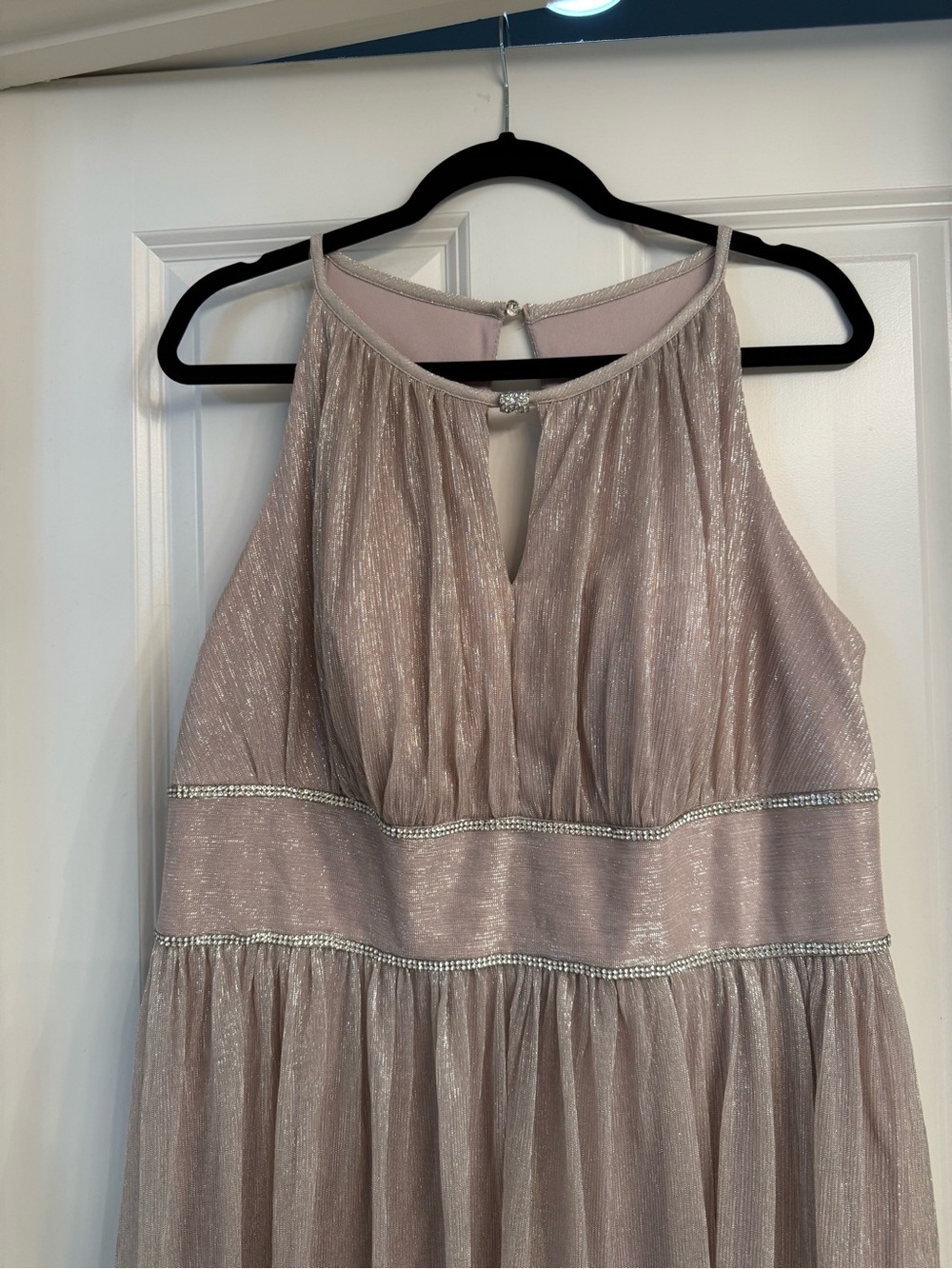 David’s Bridal Oleg Cassini Blush Pink Shimmer Evening Dress - Picture 2 of 6